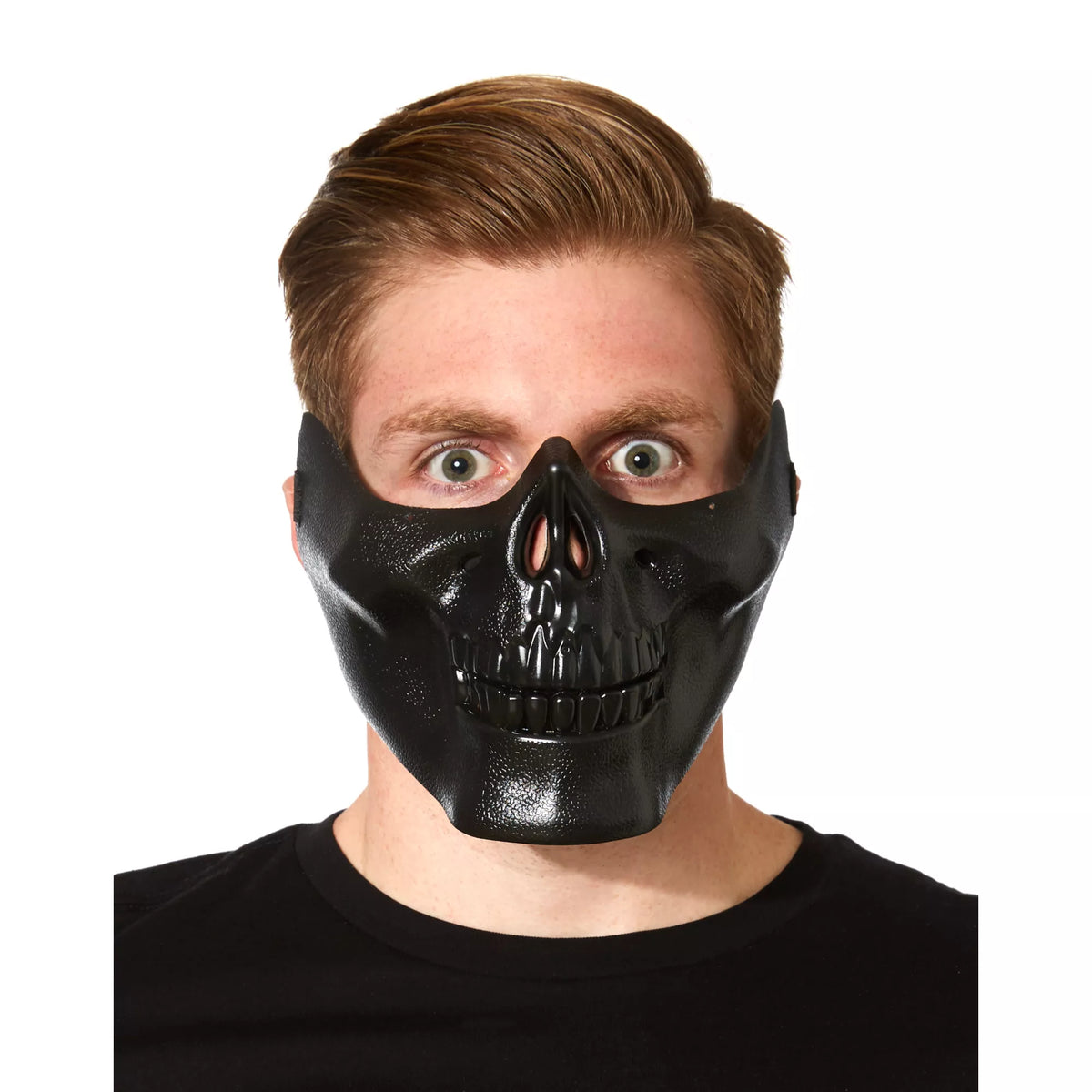 Black Metallic Skull Half Mask