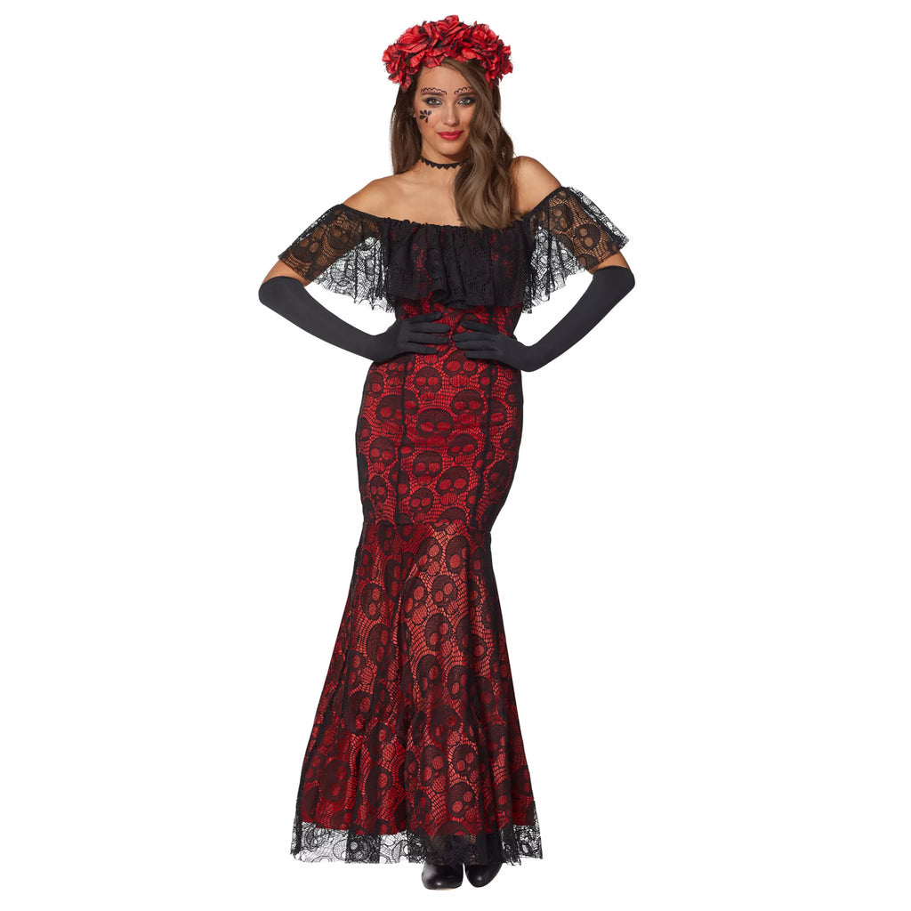 Adult La Catrina Day of the Dead Trumpet Dress Costume