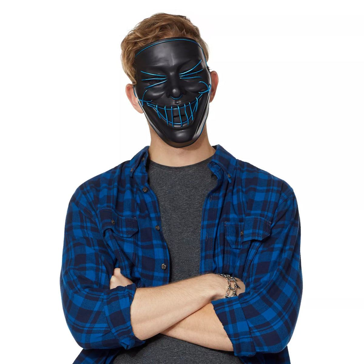 Black and Blue EL Wire Half Mask