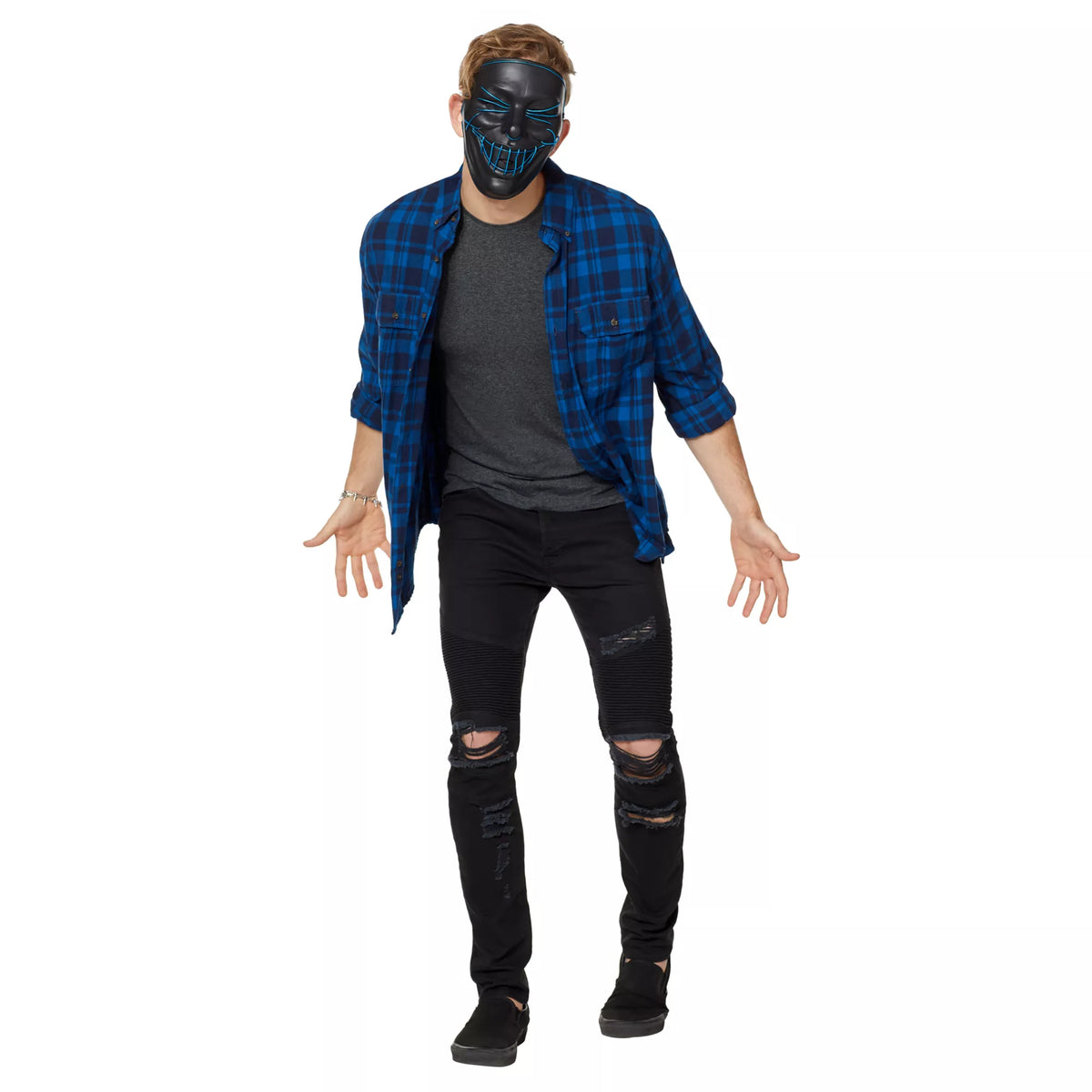 Black and Blue EL Wire Half Mask