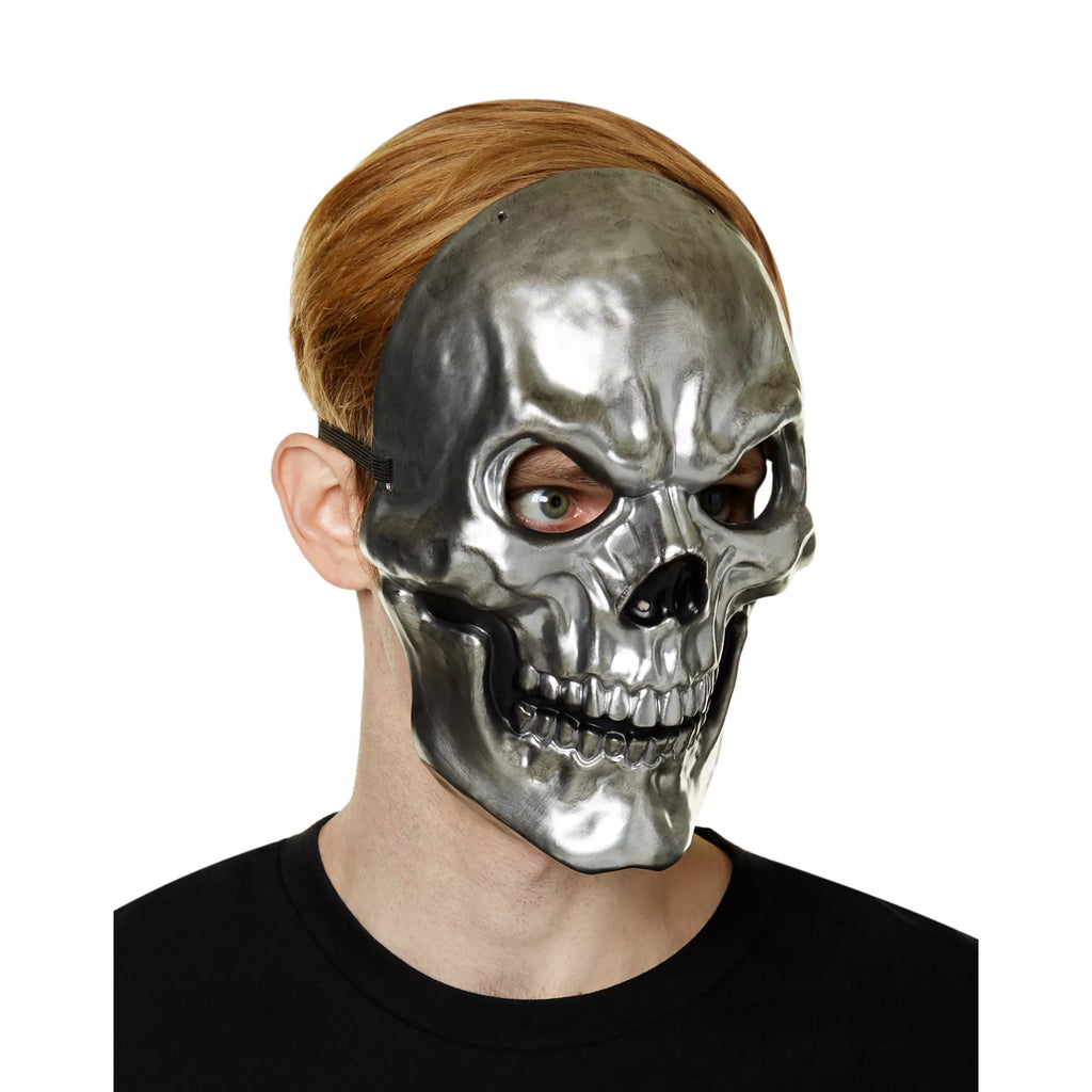 Silver Metallic Skull Half Mask