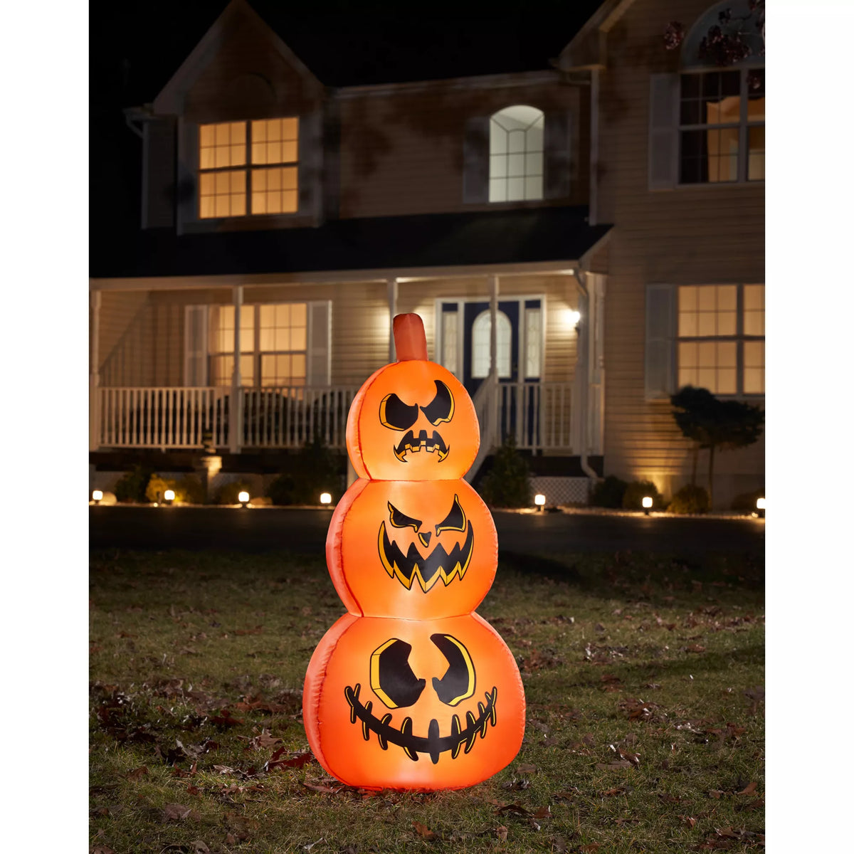 4 Ft Light-Up Pumpkin Stack Inflatable Decoration
