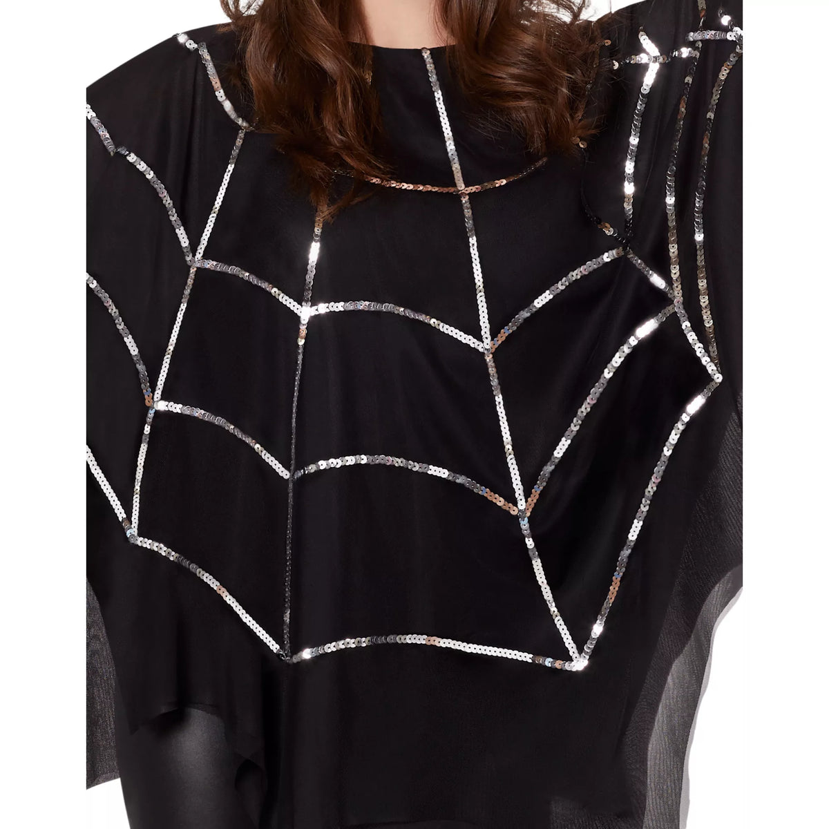 Adult Sequin Spider Web Poncho