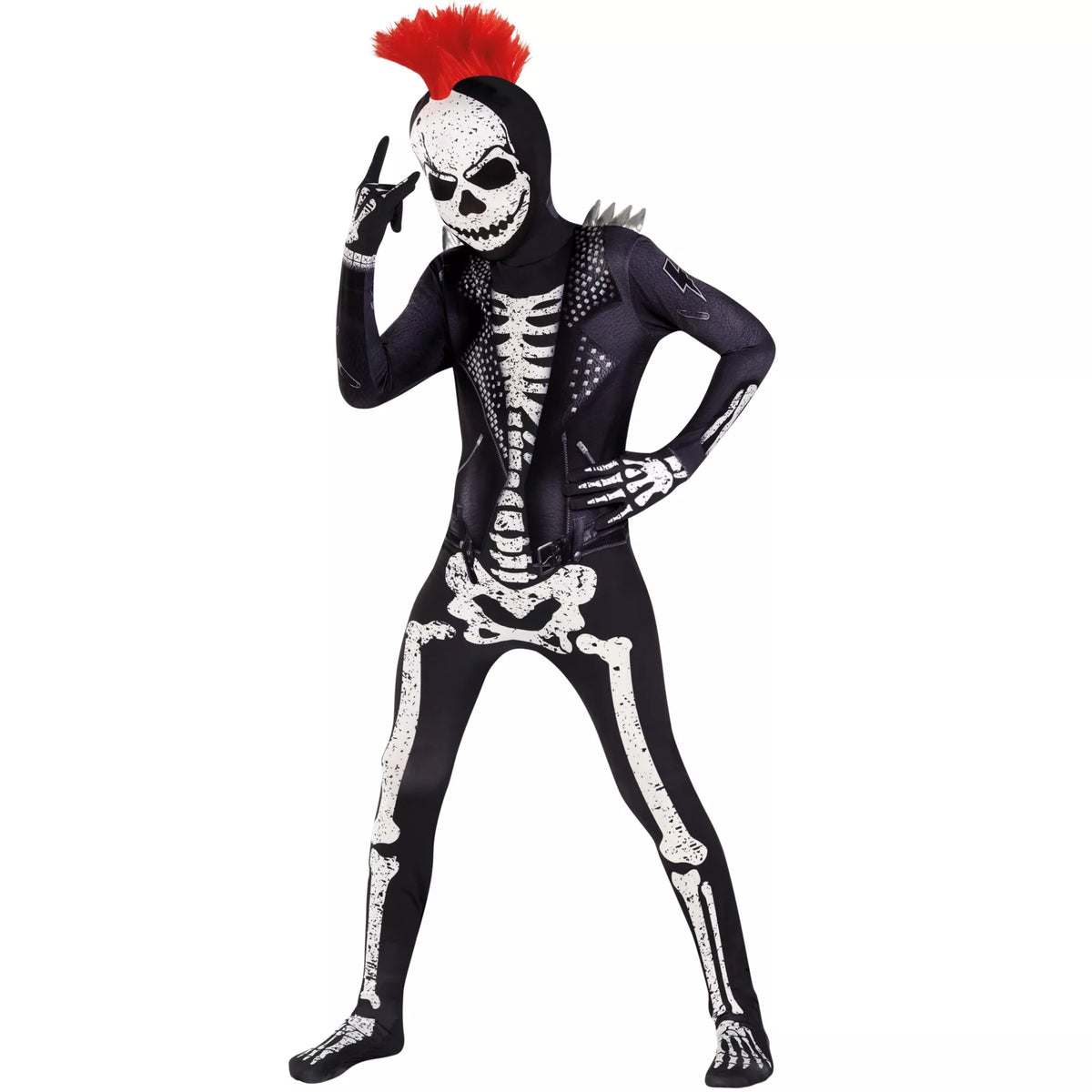 Kids Punk Skeleton Skin Suit Costume