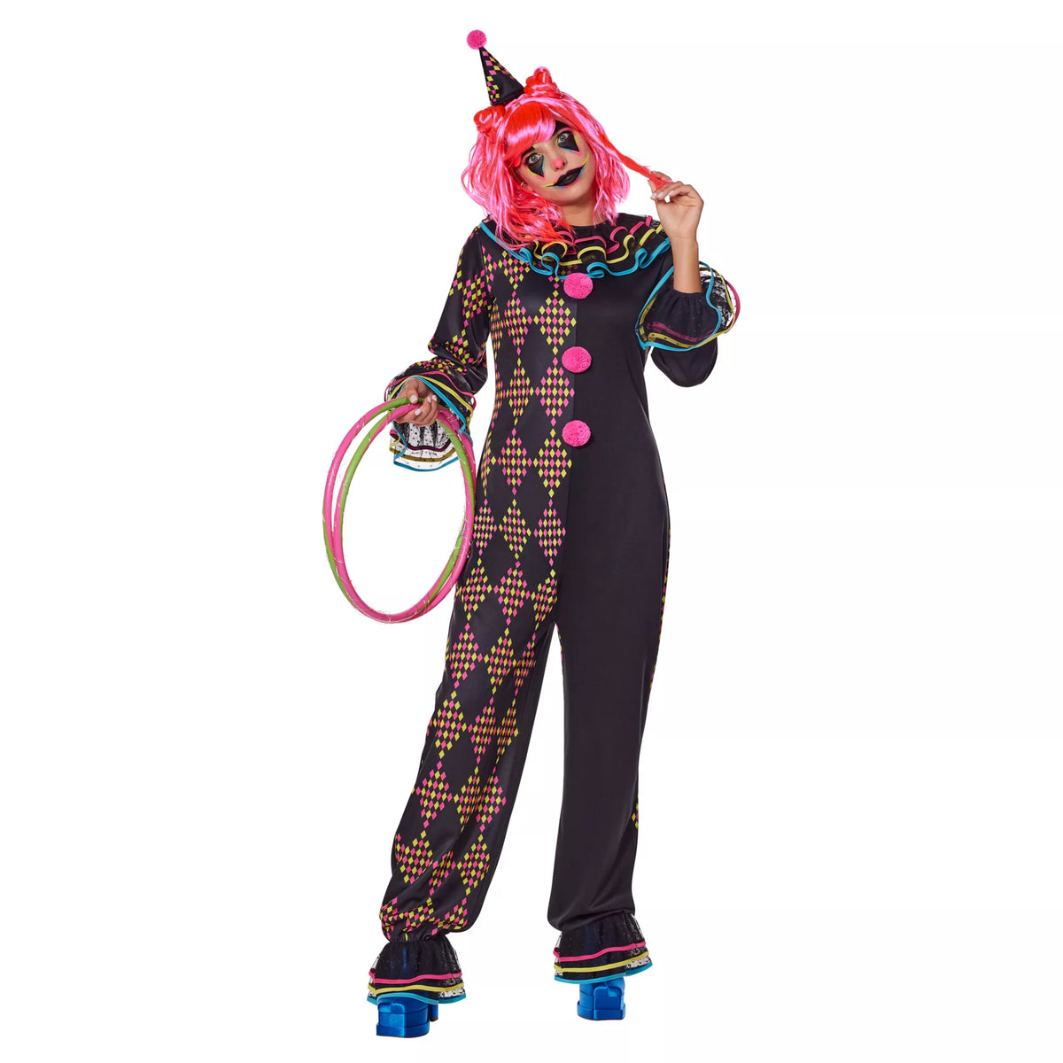 Adult Neon Clown Jumpsuit Costume