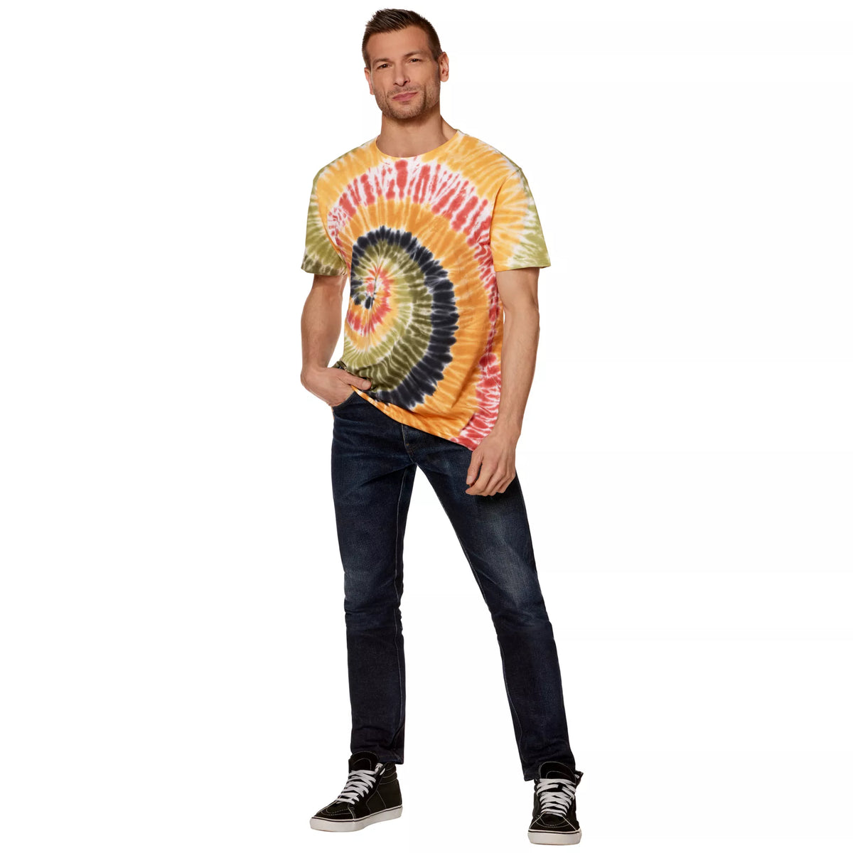 Orange and Green Tie-Dye T Shirt