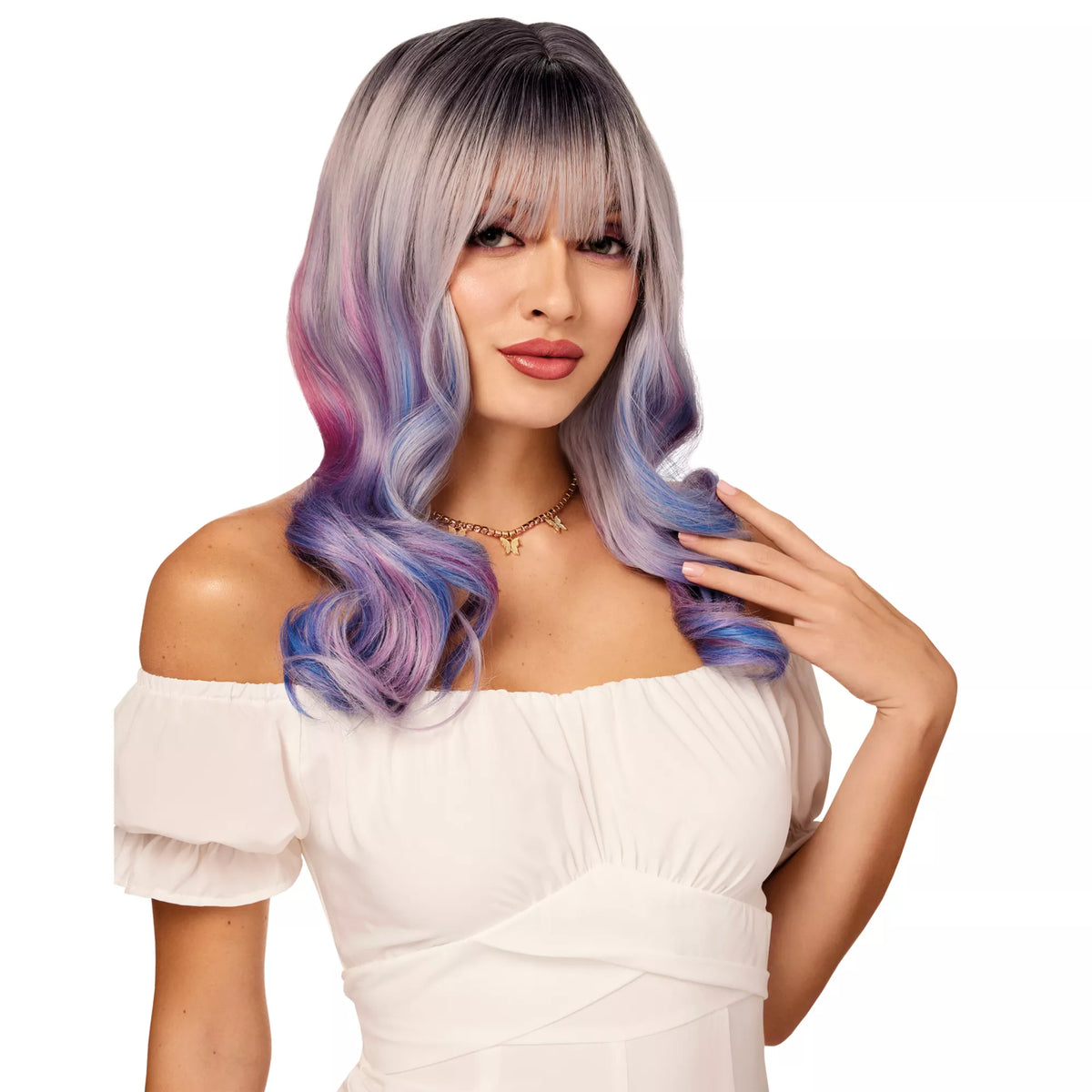 Heat Resistant Cotton Candy Purple Wig