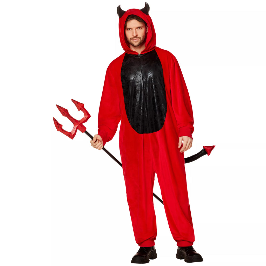 Adult Red and Black Devil Jumpsuit