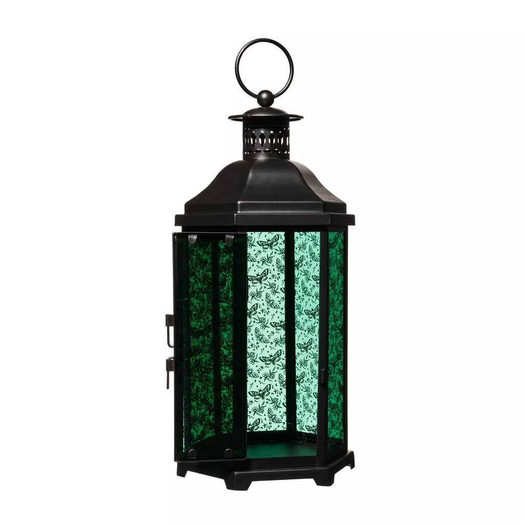 Teal Glass Death Moth Lantern