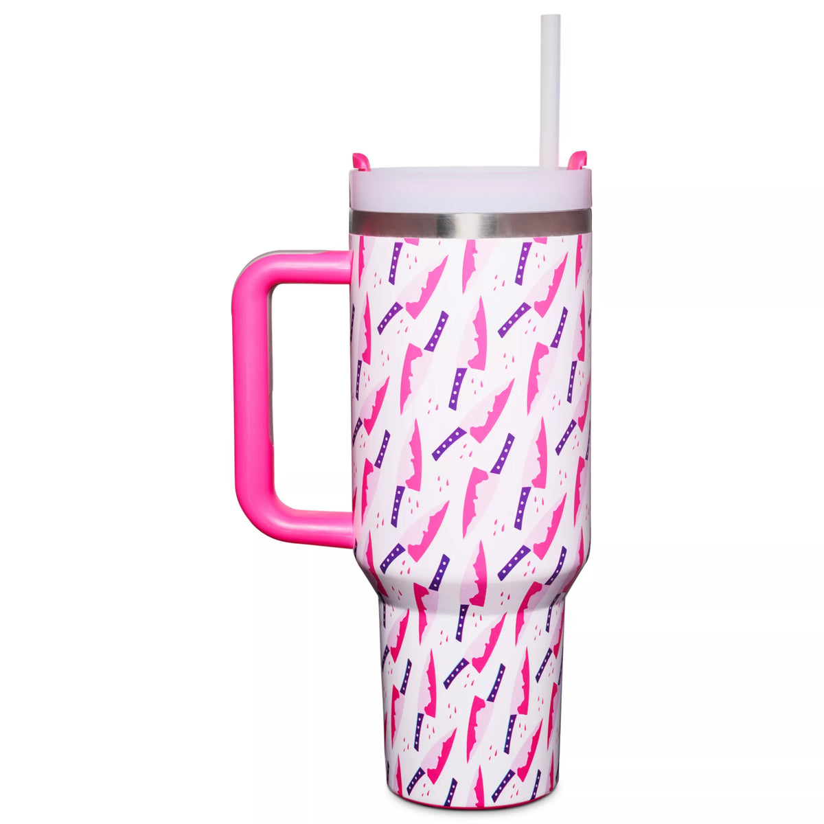 Pink Bloody Butcher Knife Travel Tumbler with Straw - 40 oz.