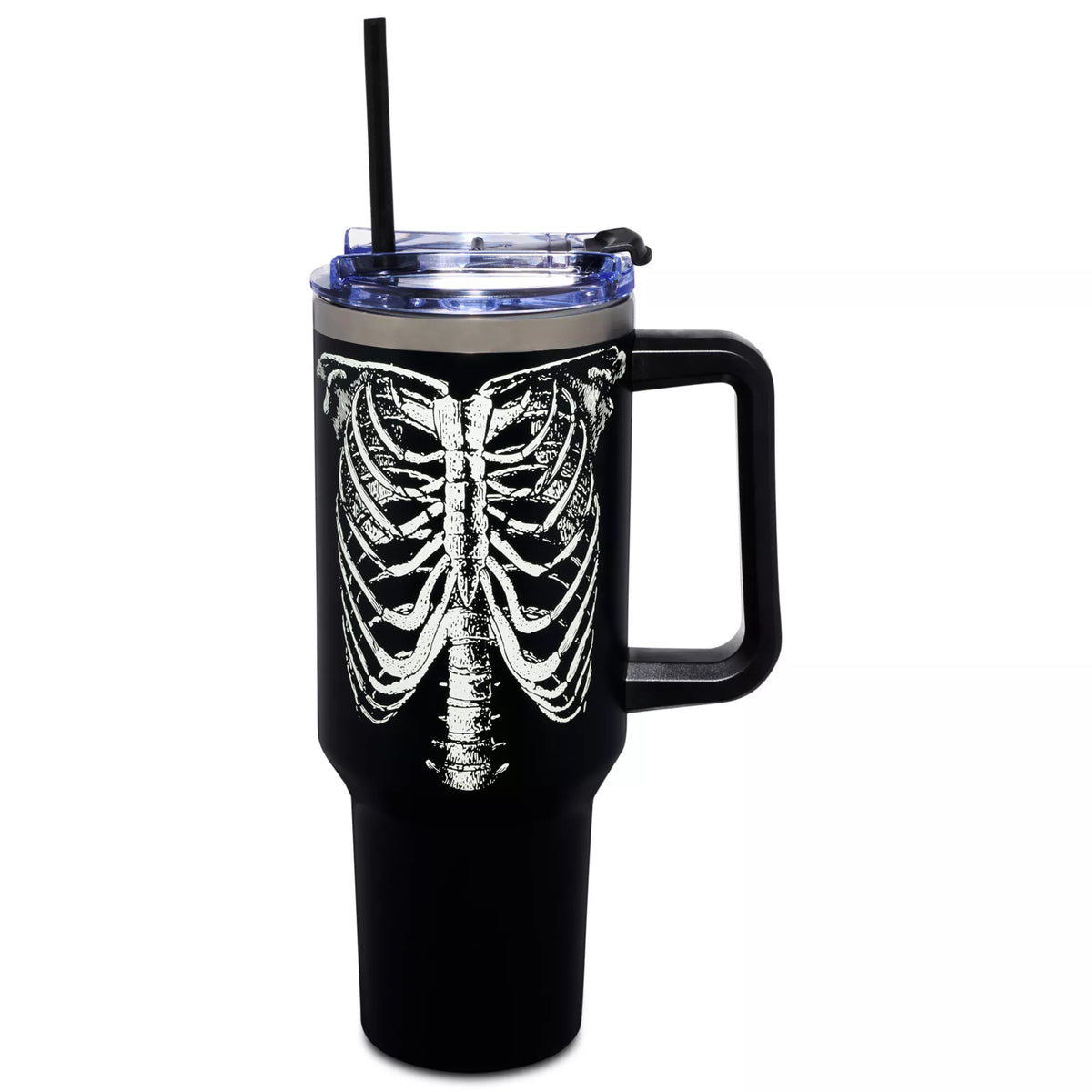 Glow in the Dark Rib Cage Travel Tumbler with Straw - 40 oz.