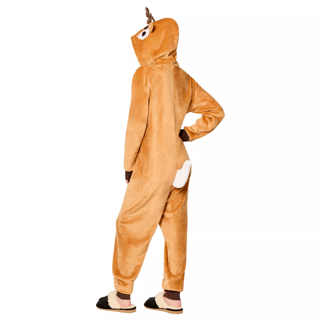 Reindeer Hooded Plush Jumpsuit